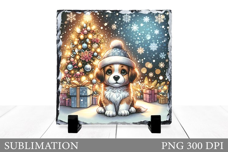 Christmas Dog Sublimation. Christmas Dog Slate Sublimation example image 1
