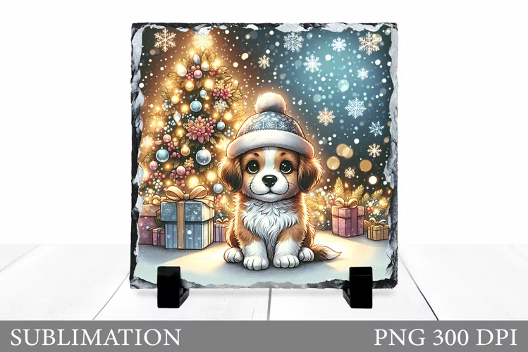 Christmas Dog Sublimation. Christmas Dog Slate Sublimation