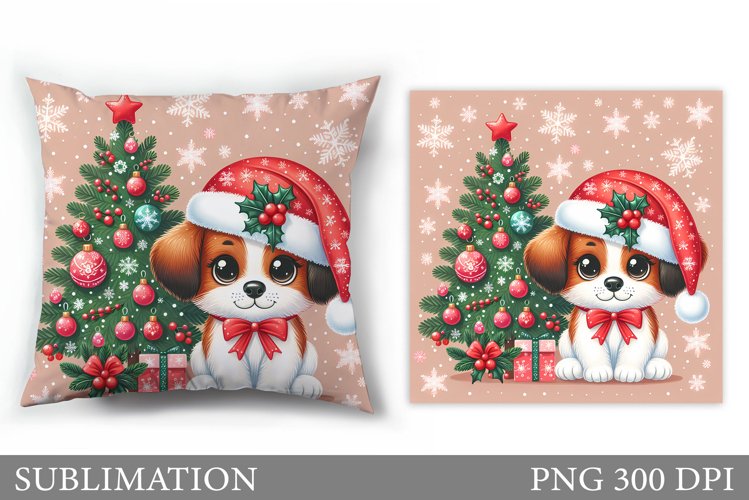 Cute Dog Pillow Design. Christmas Pillow Sublimation