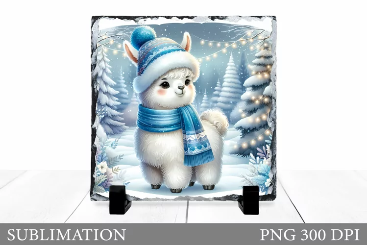 Christmas Lama Sublimation. Christmas Lama Slate Design