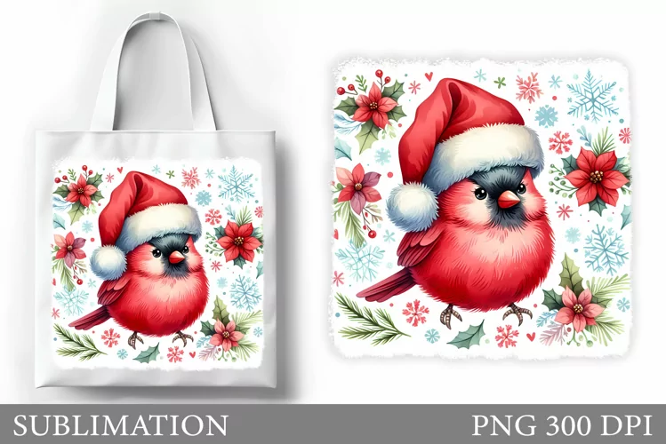 Christmas Cardinal Tote Bag. Christmas Tote Bag Design
