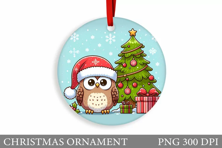 Christmas Owl Christmas Ornament. Christmas Owl Sublimation