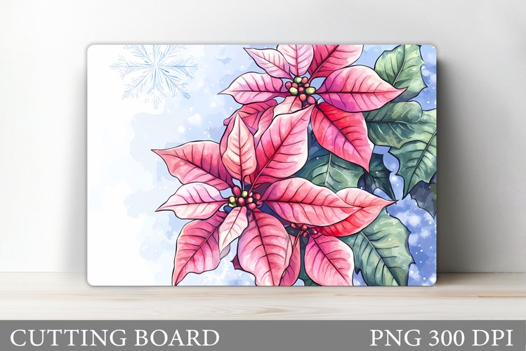 Poinsettia Cutting Board. Christmas Kitchen Cutting Board