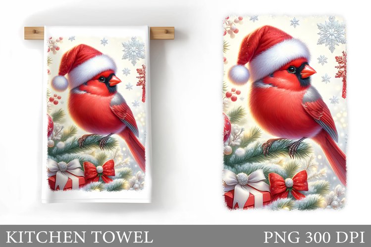 Christmas Bird Kitchen Towel. Christmas Kitchen Towel Design example image 1