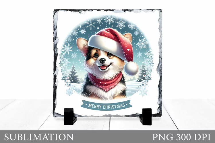 Christmas Dog Sublimation. Christmas Dog Slate Sublimation