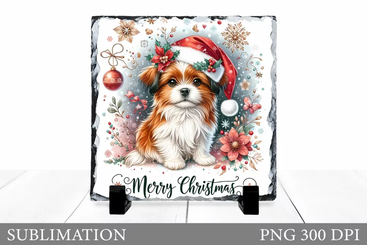 Christmas Dog Sublimation. Christmas Dog Slate Sublimation