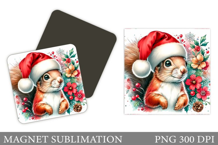 Cute Squirrel Magnet. Christmas Magnet Sublimation