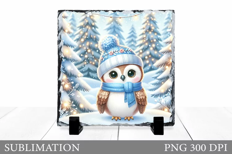 Christmas Owl Sublimation. Christmas Owl Slate Design