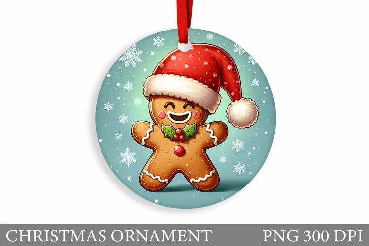 Gingerbread Christmas Ornament. Cute Raccoon Sublimation