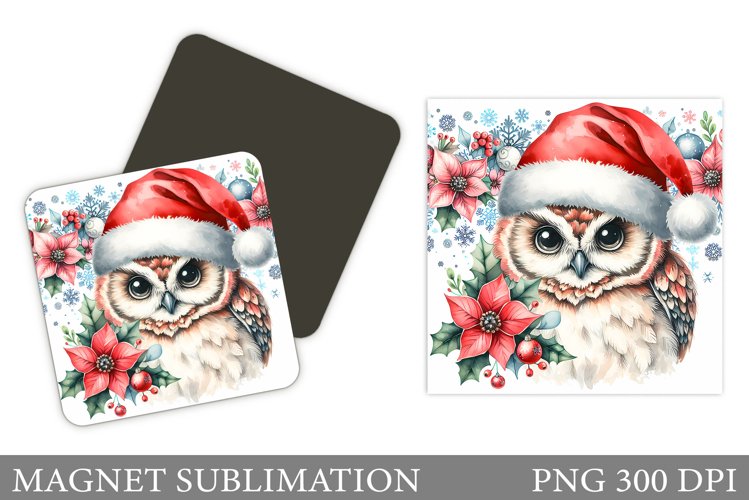 Christmas Owl Magnet. Christmas Magnet Sublimation
