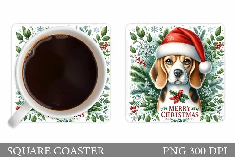 Christmas Dog Coaster Design. Christmas Coaster Sublimation