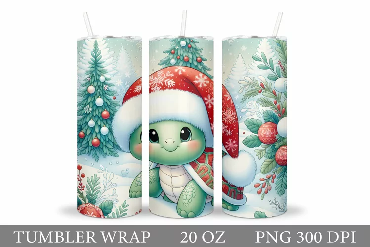 Christmas Turtle Tumbler. Christmas Tumbler Sublimation