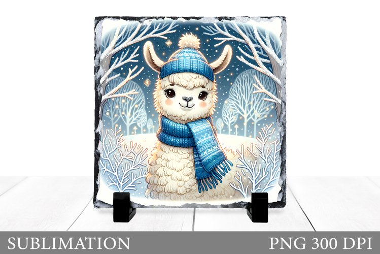 Christmas Lama Sublimation. Christmas Lama Slate Design example image 1