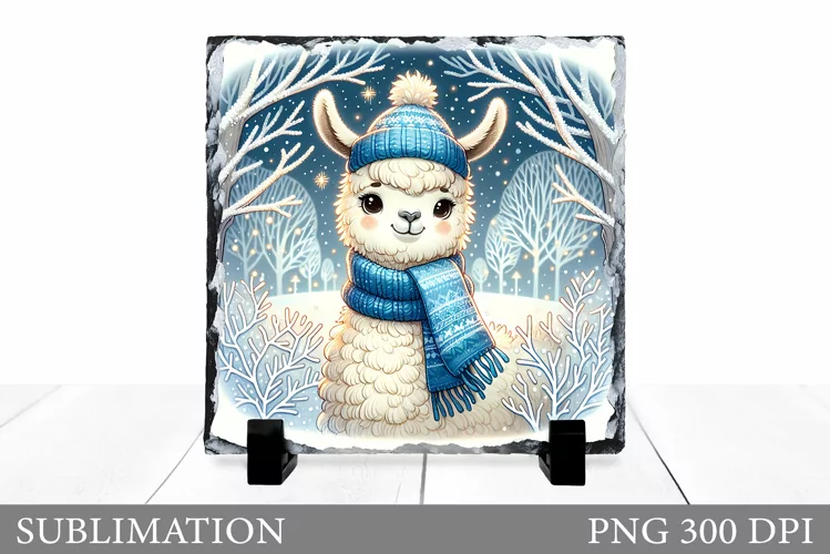 Christmas Lama Sublimation. Christmas Lama Slate Design