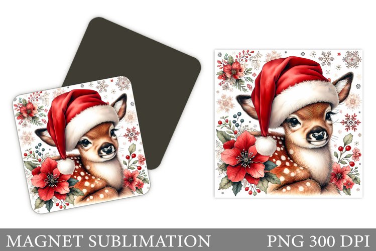 Christmas Deer Magnet Design. Christmas Magnet Sublimation