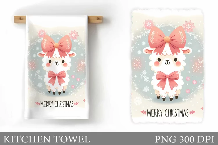 Christmas Lama Kitchen Towel. Christmas Kitchen Towel Design