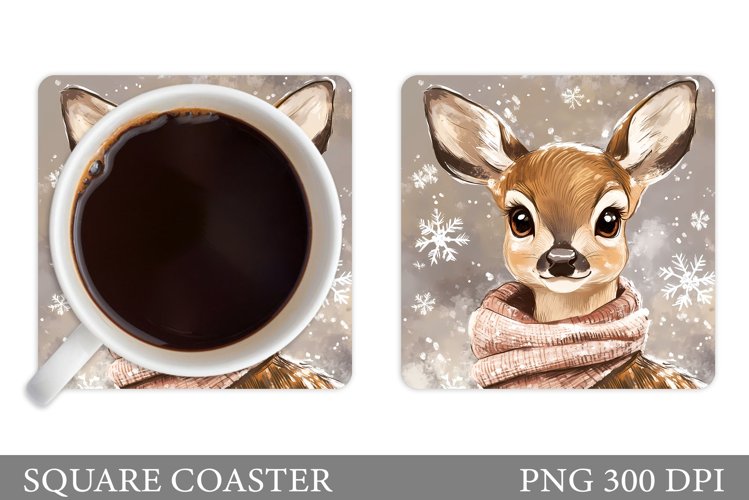 Winter Deer Coaster Design. Christmas Coaster Sublimation example image 1