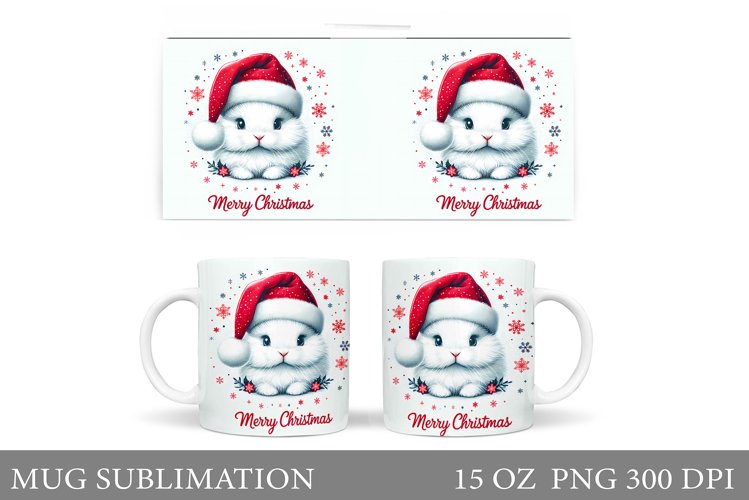 Christmas Bunny Mug Design. Christmas Mug Sublimation example image 1