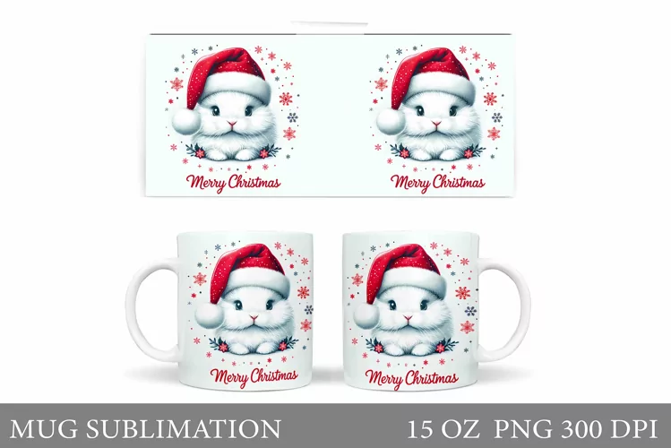 Christmas Bunny Mug Design. Christmas Mug Sublimation