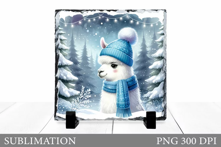 Christmas Lama Sublimation. Christmas Slate Sublimation