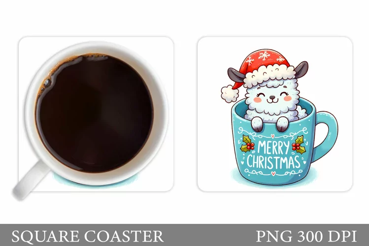Christmas Lama Coaster Design. Christmas Coaster Sublimation