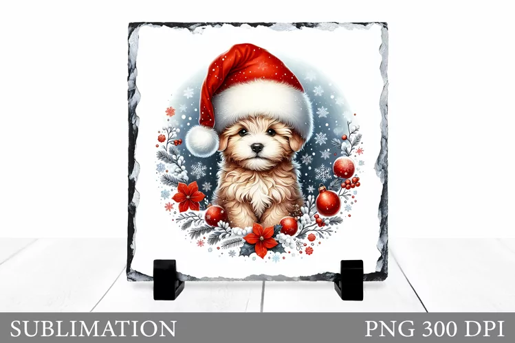 Christmas Dog Sublimation. Christmas Dog Slate Sublimation