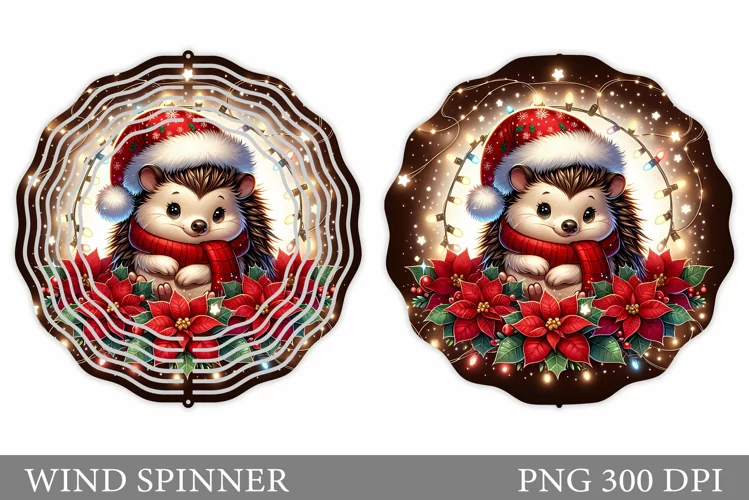 Christmas Hedgehog Wind Spinner. Christmas Wind Spinner