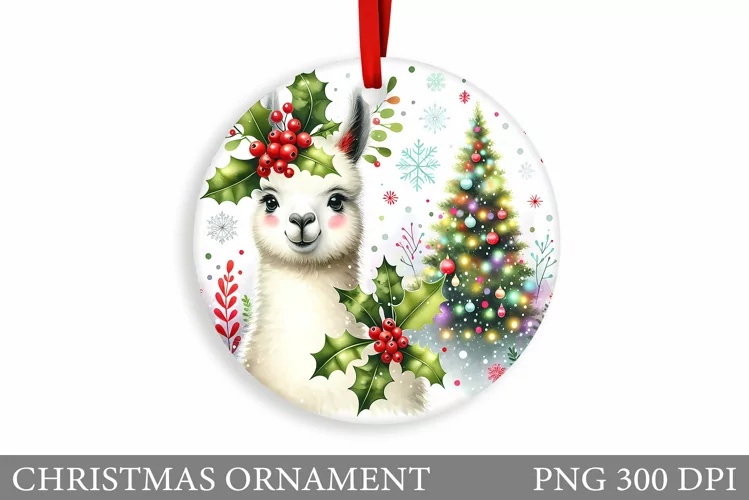 Winter Lama Christmas Ornament. Christmas Ornament Design
