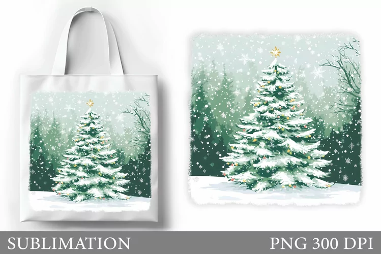 Christmas Tree Tote Bag. Christmas Tote Bag Sublimation