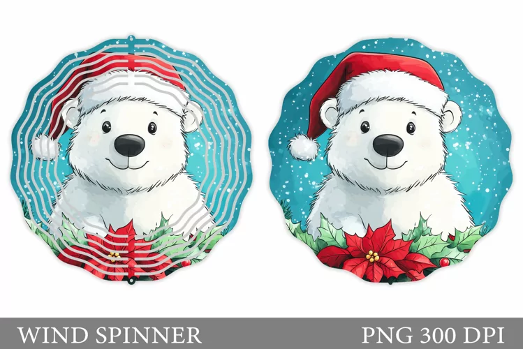 Polar Bear Wind Spinner. Christmas Wind Spinner Design