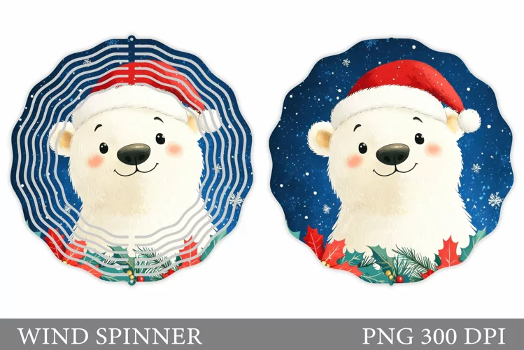 Polar Bear Wind Spinner. Christmas Wind Spinner Design