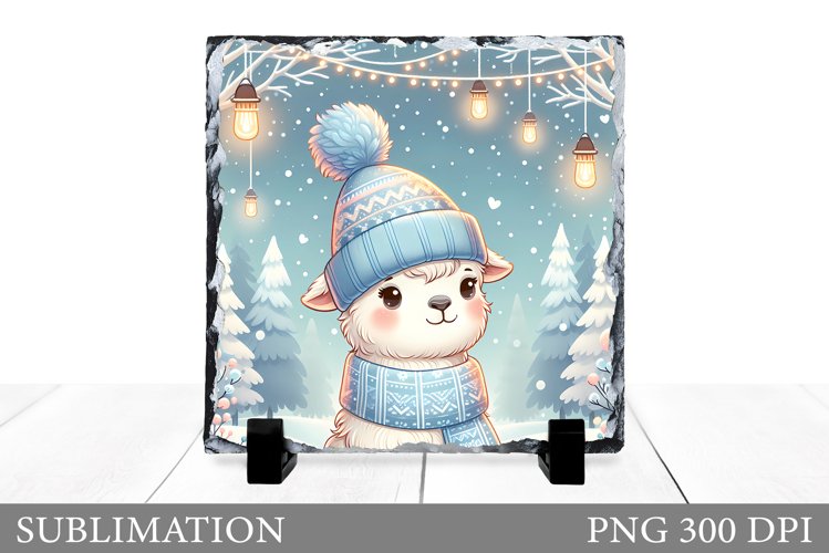 Christmas Lama Sublimation. Christmas Lama Slate Design example image 1