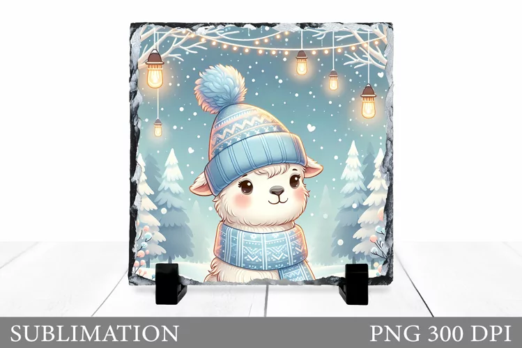 Christmas Lama Sublimation. Christmas Lama Slate Design