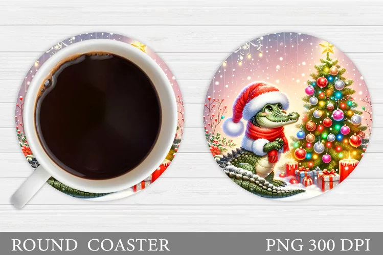 Christmas Crocodile Coaster. Christmas Coaster Sublimation