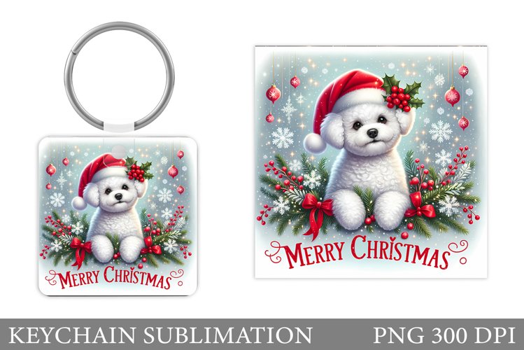 Christmas Dog Keychain. Christmas Keychain Sublimation example image 1