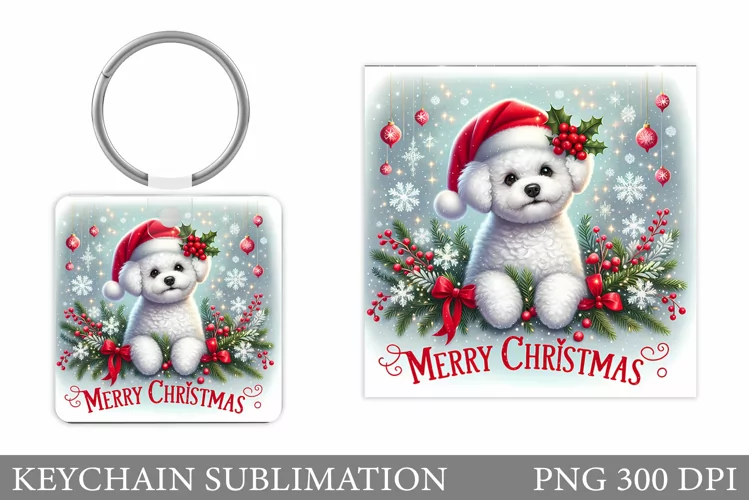 Christmas Dog Keychain. Christmas Keychain Sublimation