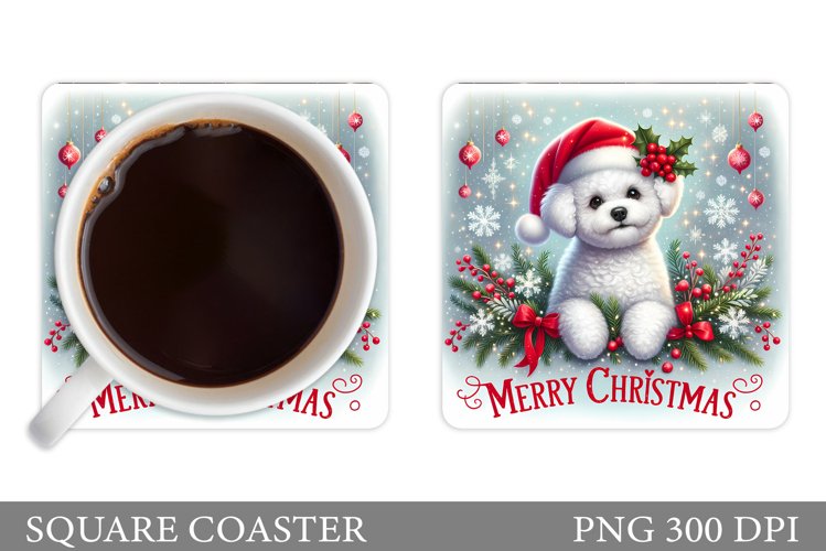 Christmas Dog Coaster Design. Christmas Coaster Sublimation example image 1