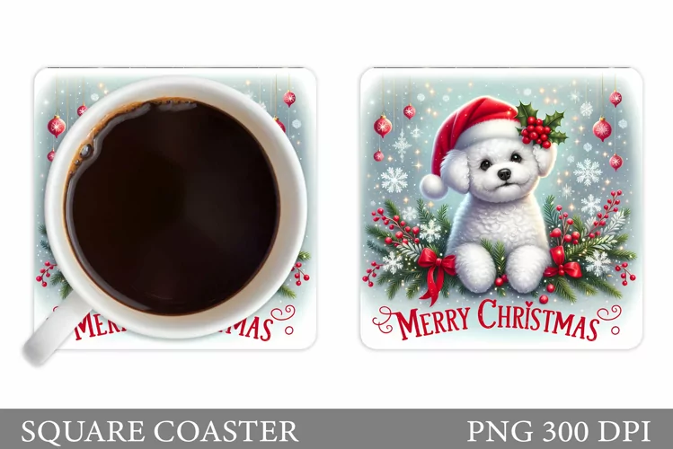 Christmas Dog Coaster Design. Christmas Coaster Sublimation