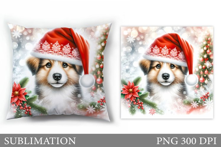 Cute Dog Pillow Design. Christmas Pillow Sublimation