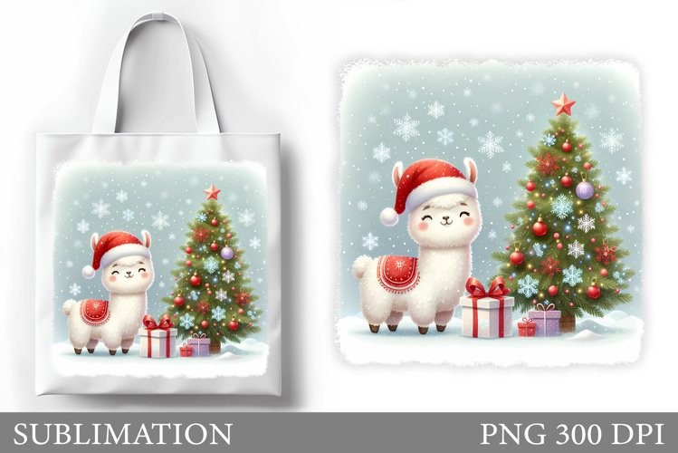 Christmas Lama Tote Bag. Christmas Tote Bag Sublimation