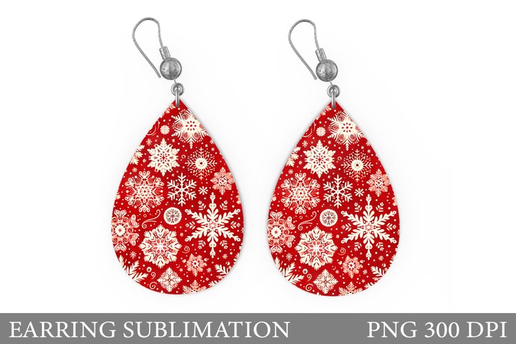 Shimmer Snowflakes Earring. Christmas Earring Sublimation