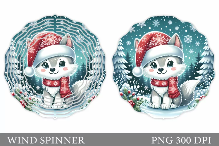 Christmas Wolf Wind Spinner. Christmas Wind Spinner Design