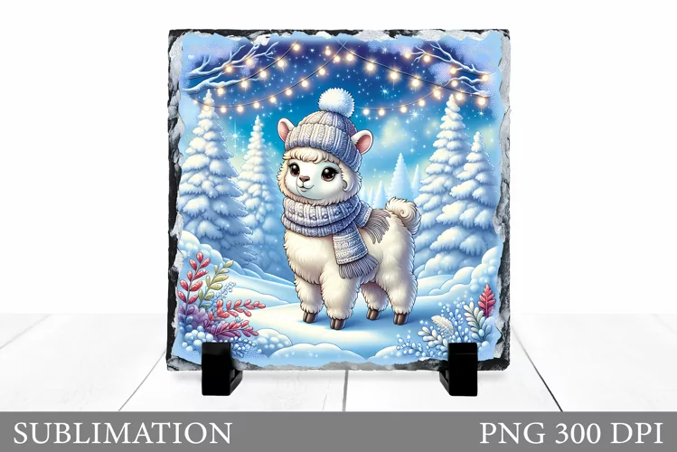 Christmas Lama Sublimation. Christmas Slate Sublimation