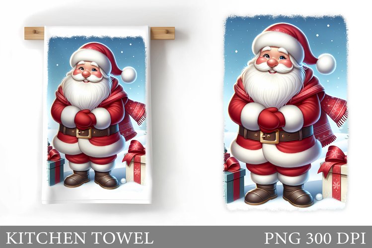 Santa Claus Kitchen Towel. Christmas Kitchen Towel Design example image 1