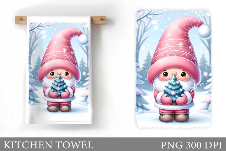 Christmas Kitchen Towel. Christmas Gnome Kitchen Towel
