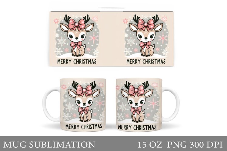 Christmas Deer Mug Design. Cute Deer Mug Sublimation
