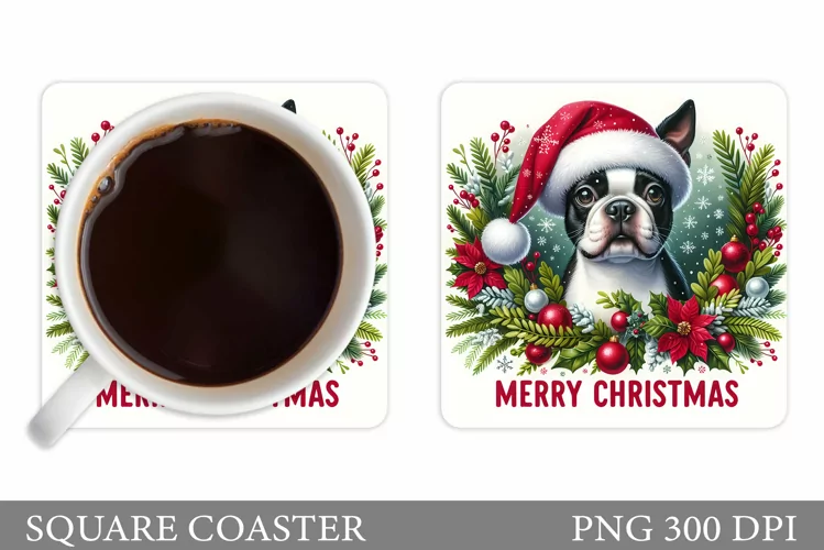 Christmas Dog Coaster Design. Christmas Coaster Sublimation