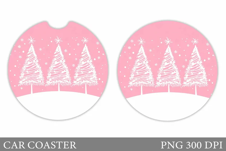 Christmas Tree Car Coaster. Christmas Coaster Sublimation