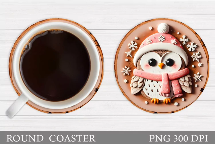 Christmas Owl Coaster Design. Christmas Coaster Sublimation