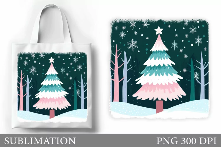 Christmas Tree Tote Bag. Christmas Tote Bag Sublimation